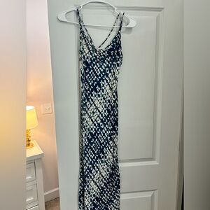 Zara Navy and White midi Dress